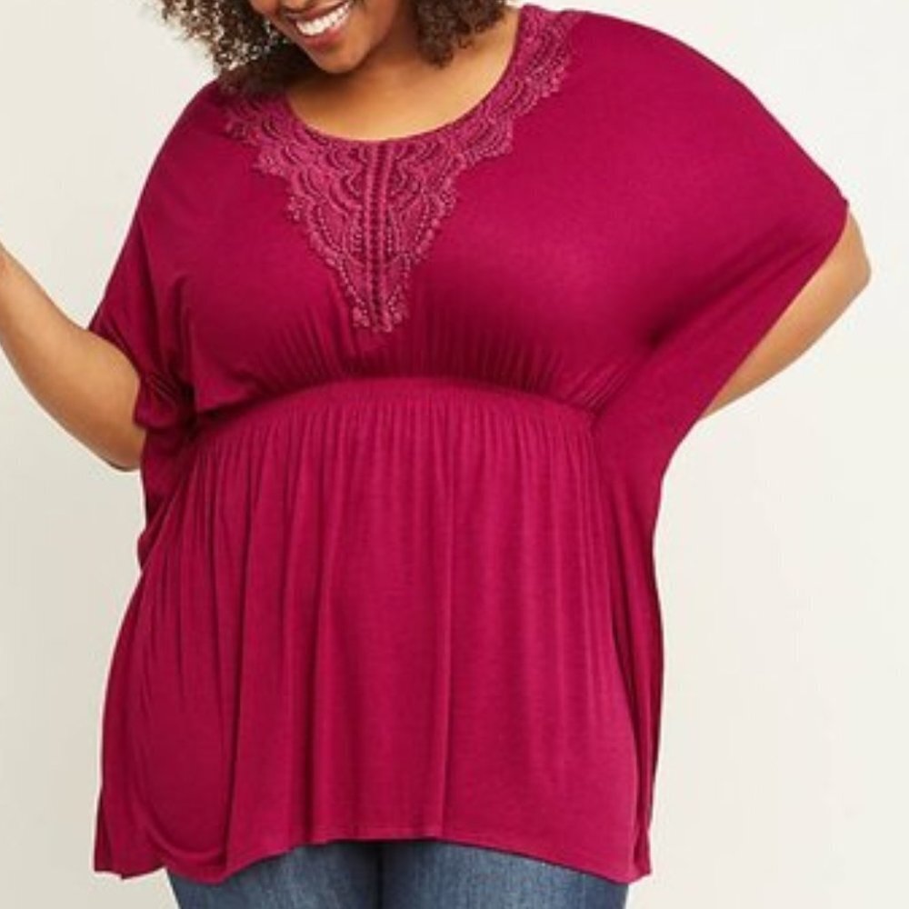 Lane Bryant Cinched Waist Kimono Tunic Crochet Top - Picture 1 of 4